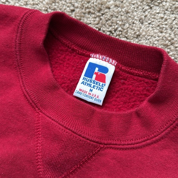 Vintage Russell Athletic Red Crewneck Made in USA Sweatshirt - Picture 2 of 7